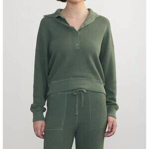 NEW MARGARET O'LEARY henley wedgy pullover sweatshirt in sage